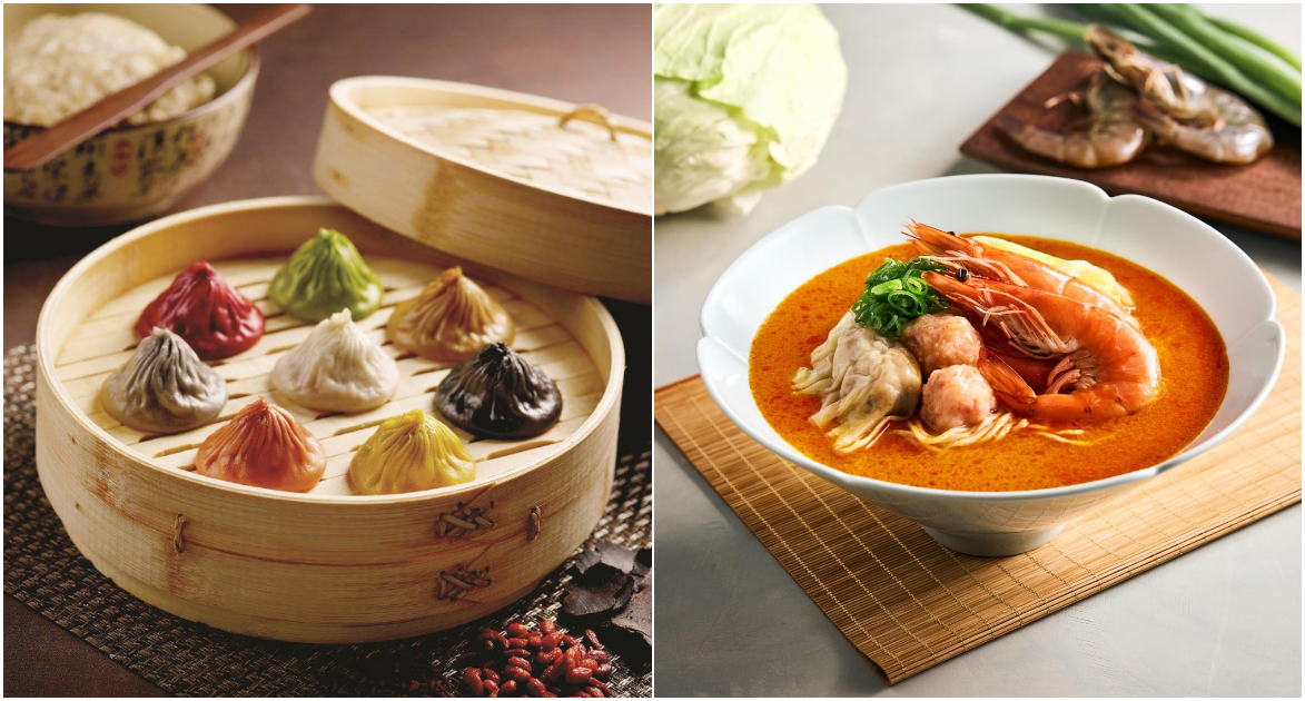 左圖起為「八色小籠包」和「招牌三寶蝦拉麵」(圖:FB@樂天餐飲集團、樂蝦拉麵)
