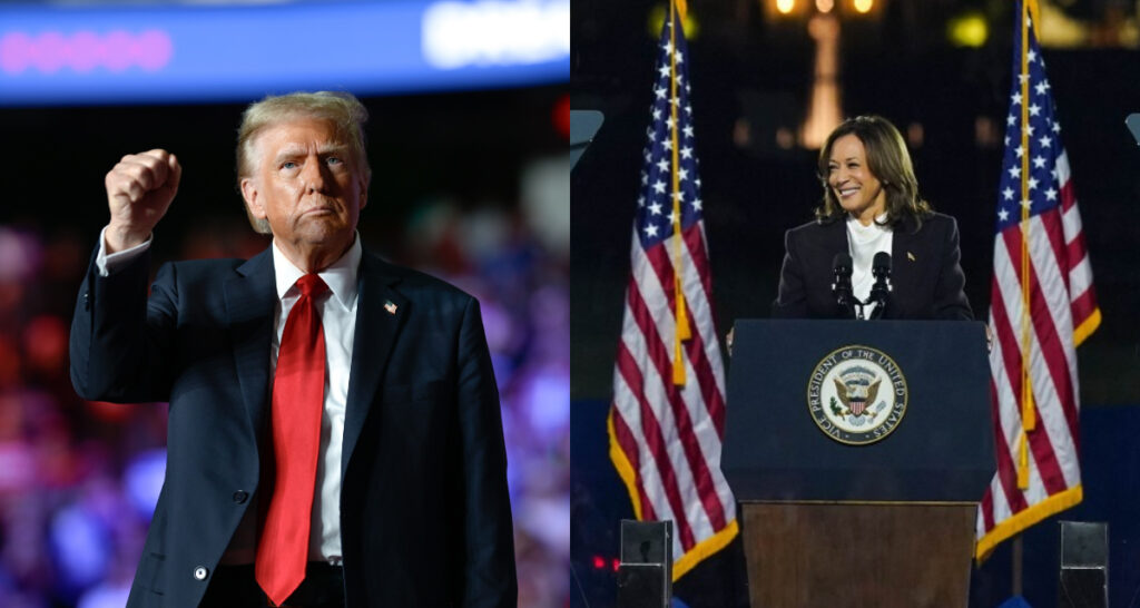 川普和賀錦麗兩人的民調，打成平手。（圖／realdonaldtrump、kamalaharris IG）